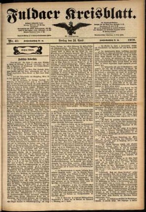 Erste Ausgabe vom Freitag, den 24. April 1903.