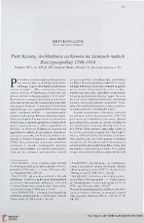 69: [Rezension von: Piotr Krasny, Architektura cerkiewna na ziemiach ruskich Rzeczypospolitej 1596-1914]