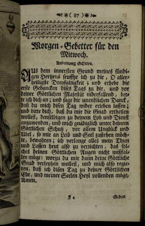 Morgen-Gebetter für den Mitwoch.