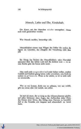 Mensch. Liebe und Ehe. Kindschaft.