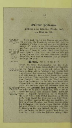 Dritter Zeitraum. Schlesien unter böhmischer Oberherrschaft, von 1355 bis 1474