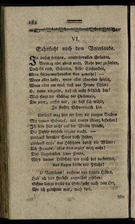 VI. Sehnsucht nach dem Vaterlande