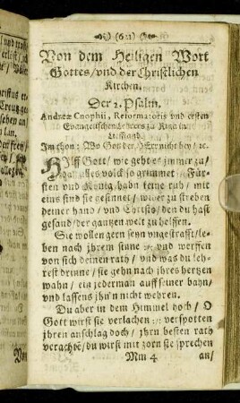 Von dem Heiligen Wort Gottes/ und der Christlichen Kirchen.
