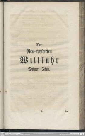 Der Neu-revidirten Willkühr Dritter Theil
