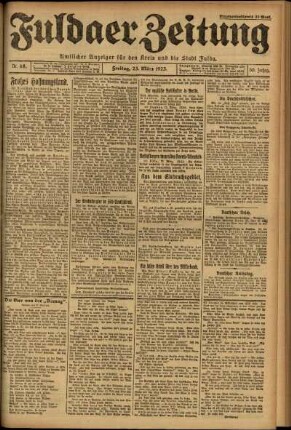 Erste Ausgabe vom Freitag, den 23. März 1923.