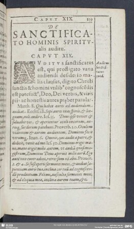 De Sanctificato Hominis Spiritualis auditu. Caput XIX.