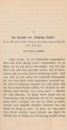 47-108 Der Verfasser der "Nachfolge Christi" : eine Studie über den gegenwärtigen Stand der Frage