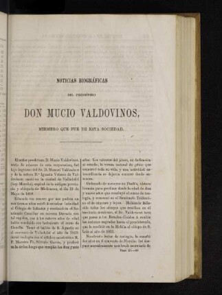 Noticias biográficas del presbítero Don Mucio Valdovinos