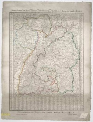Karte von Baden, Württemberg, Rheinbayern und Umgegend, 1:500 000, Lithographie, 1821
