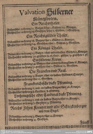 Valvation Silberner Müntzsorten.