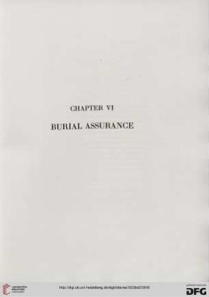 Chapter VI: Burial assurance