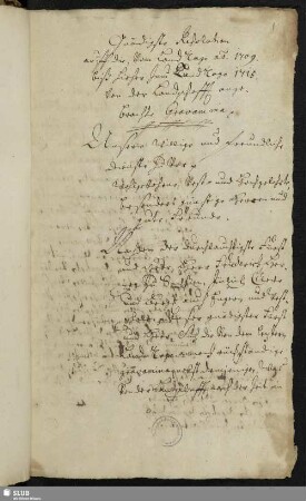 Gnädigste Resolution auff die Vom LandTage ao. 1709. biß hieher Juni LandTage 1715. Von der Landschafft angebrachte Gravamina. 7. April 1715.