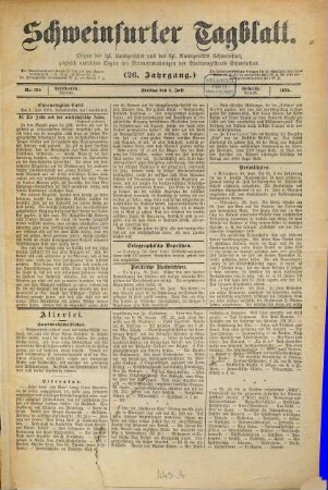 Schweinfurter Tagblatt : die Zeitung für die Region Main/Rhön. 26, 2. 1881