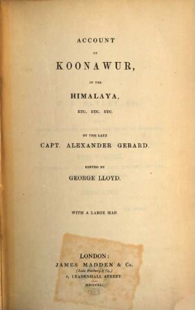 Account of Koonawur in the Himalaya, etc. etc. etc.