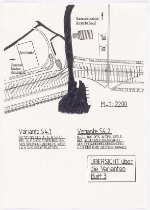 Deichsiel Emden-Petkum Schinkelwettbewerb 1986: Variante 4: Grundriss 1:2200