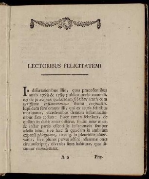 Lectoribus Felicitatem!
