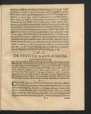 Cap. V. De Vestitu Nasiraeorum.