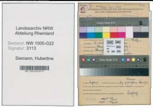 Entnazifizierung Hubertine Siemann , geb. 25.10.1910 (Geschaeftsinhaberin)