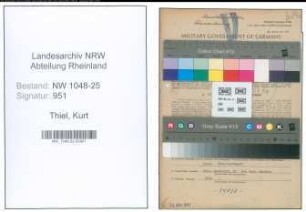 Entnazifizierung Kurt Thiel , geb. 11.01.1909 (Vertreter)