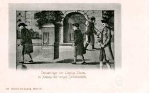 Chaisenträger vor Leipzigs Thoren, zu Anfang des vorigen Jahrhunderts [Nierth's Alt-Leipzig, Serie 15]