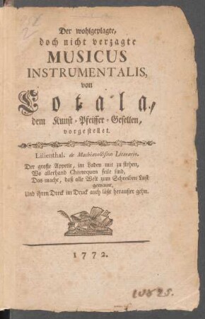 Der wohlgeplagte, doch nicht verzagte Musicus Instrumentalis