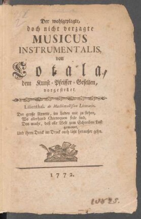 Der wohlgeplagte, doch nicht verzagte Musicus Instrumentalis