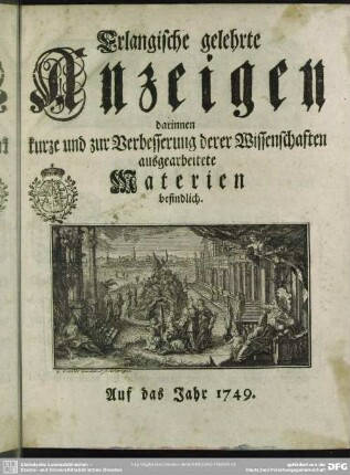1749: Erlangische gelehrte Anzeigen