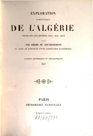 Exploration Scientifique De L'Algérie Pendant Les Années 1840, 1841, 1842, 12