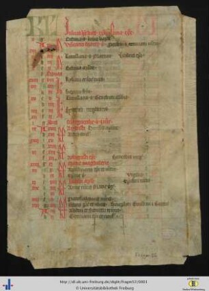 Liturgischer Kalender, Fragment