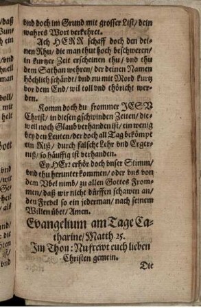 Evangelium am Tage Catharine/ Matth. 25.