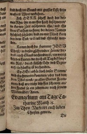 Evangelium am Tage Catharine/ Matth. 25.