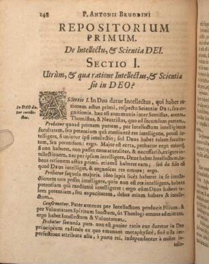 Repositorium Primum. De Intellectu, & Scientia DEI.