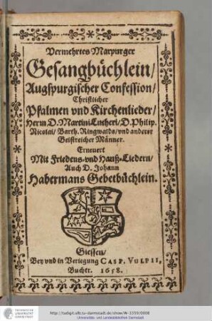 Titelseite Gesangbüchlein