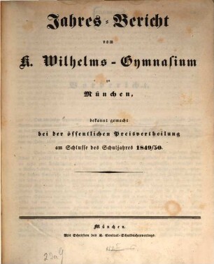 Jahresbericht, 1849/50