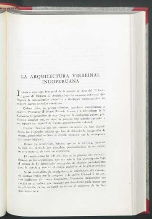 La arquitectura virreinal indoperuana