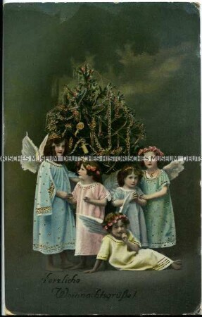 Weihnachtspostkarte mit Engelmotiv