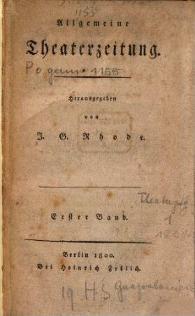 Allgemeine Theaterzeitung. 1. 1800