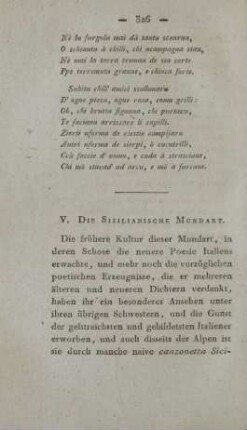 V. Die Sizilianische Mundart