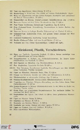 Kleinkunst, Plastik, Verschiedenes (Nr. 614-657)