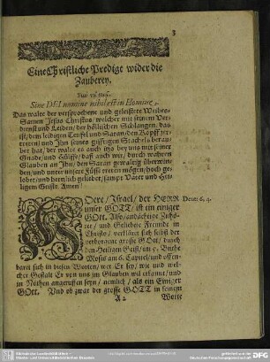 Eine Christliche Predigt wider die Zauberey