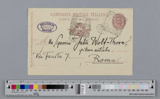 Postkarte an Julie Wolfthorn