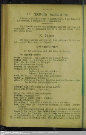 IX. Weibliche Handarbeiten
