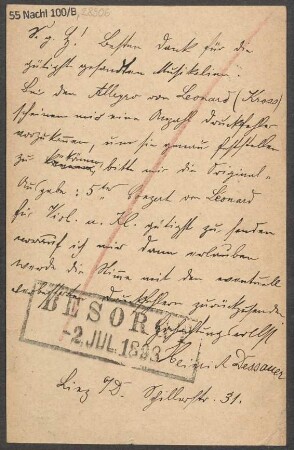 Brief an B. Schott's Söhne : 25.07.1898