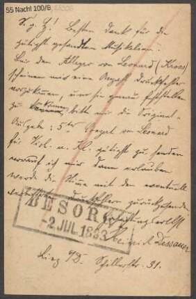 Brief an B. Schott's Söhne : 25.07.1898