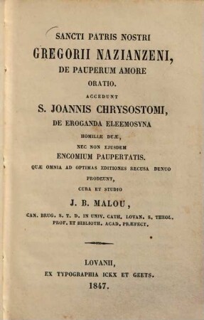 De pauperum amore : oratio