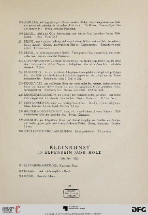 Kleinkunst in Elfenbein, Jade, Holz (Nr.301-337)