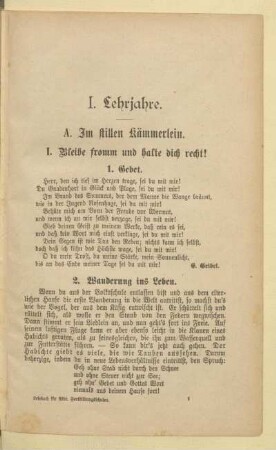 I. Lehrjahre