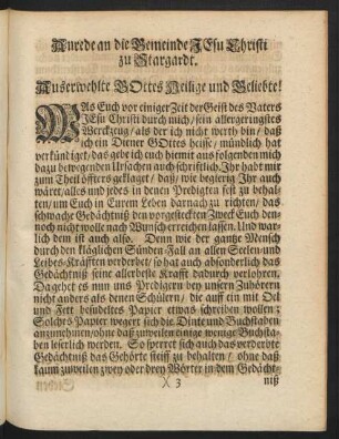 Anrede an die Bemeinde JEsu Christi zu Stargardt