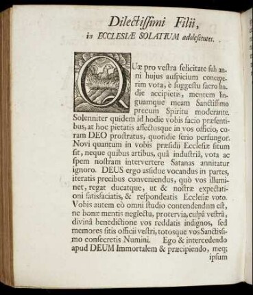 Dilectissimi Filii, in Ecclesiæ Solatium adolescentes.