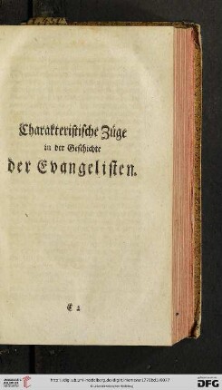 Charakteristische Züge in der Geschichte der Evangelisten